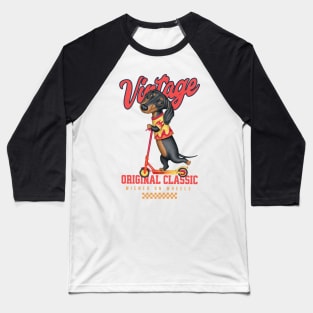 Dachshund Vintage Classic Wiener on Wheels Baseball T-Shirt